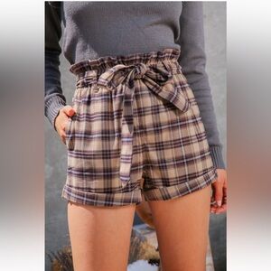 NWT Plaid High-Waisted Women Shorts